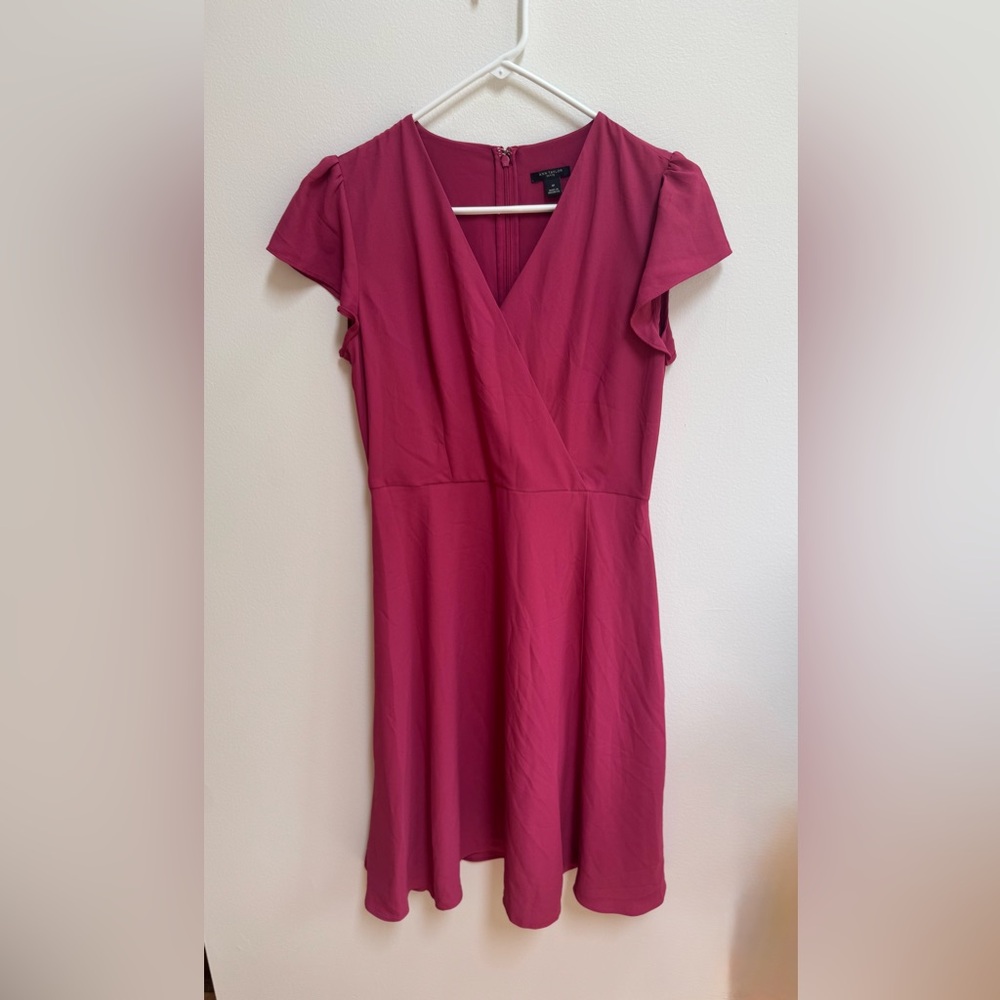 Ann Taylor Pink Faux Wrap Midi Dress